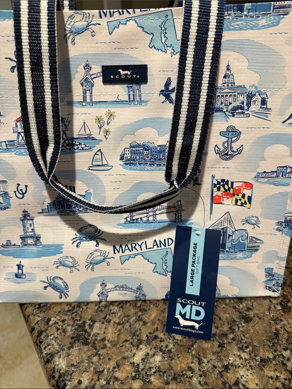 Scout Blue & White Maryland Scenic Gift Bag NWT - Picture 2 of 7